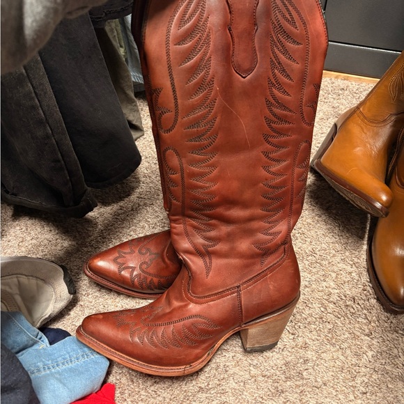 Corral Boots Shoes - CORRAL WOMEN'S COGNAC EMBROIDERY WESTERN BOOTS